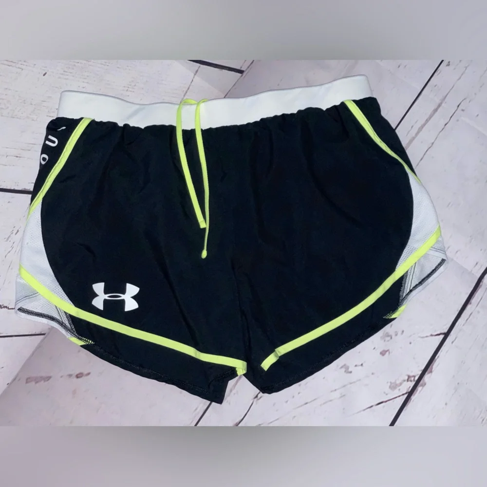 Under Armour Black and Neon Yellow Athletic Shorts - Picture 1 of 5
